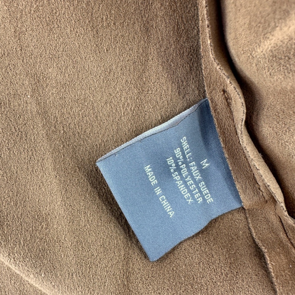 Bagatelle Womens Tan Faux Suede Open Front Draped Waterfall Cardigan Jacket M - Picture 5 of 10